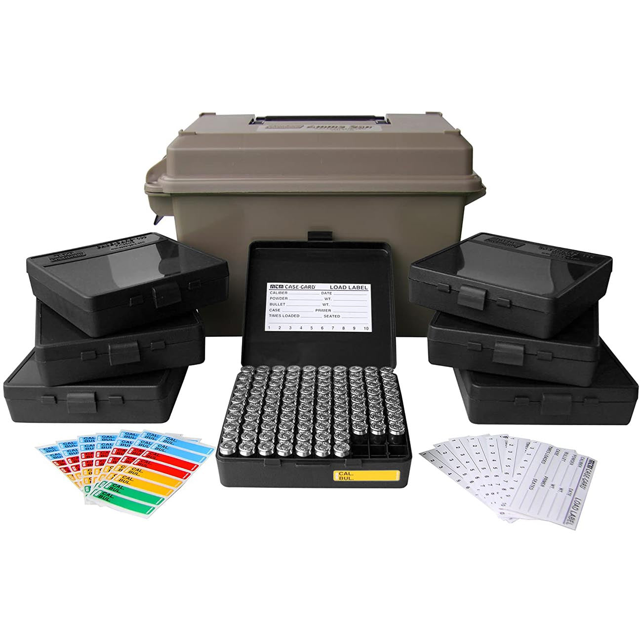 MTM 45 ACP Ammo Can for 700 rd.  Includes 7 each P-100-45's Dark Earth