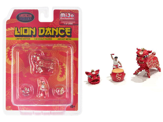 "Lion Dance" 4 piece Diecast Figure Set (1 Figures 1 Lion 2 Accessories) Limited Edition to 2400 pieces Worldwide for 1/64 Scale Models by American Diorama <h2>"Lion Diorama</h2> <p>High-quality model