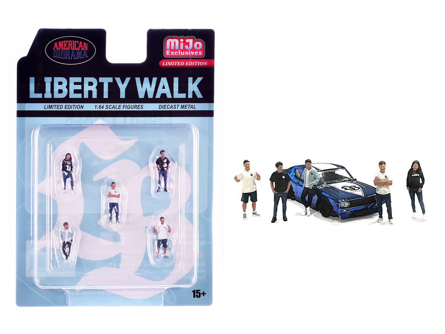 "Liberty Walk Team" 5 piece Diecast Figure Set (5 Figures) Limited Edition for 1/64 Scale Models by American Diorama <h2>"Liberty Diorama</h2> <p>High-quality model car perfect collectors and enthusia