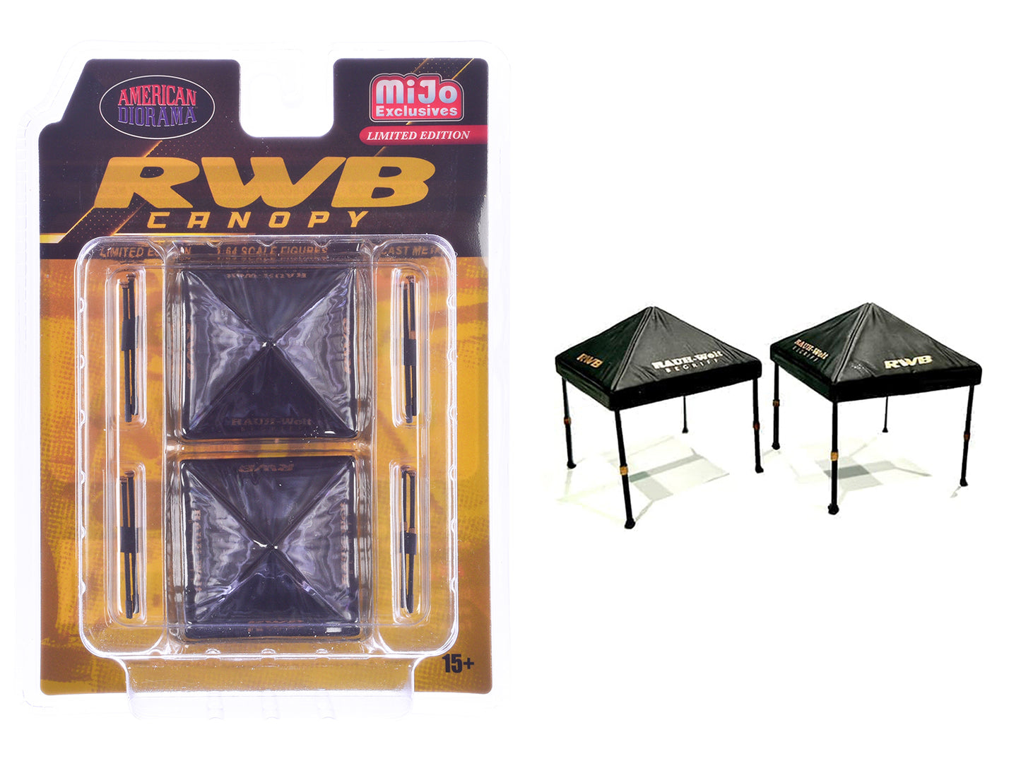 "RWB (RAUH-Welt BEGRIFF)" Canopy 2 Piece Set Black Limited Edition for 1/64 Scale Models by American Diorama <h2>"RWB Diorama</h2> <p>High-quality diecast model car perfect collectors and enthusiasts.