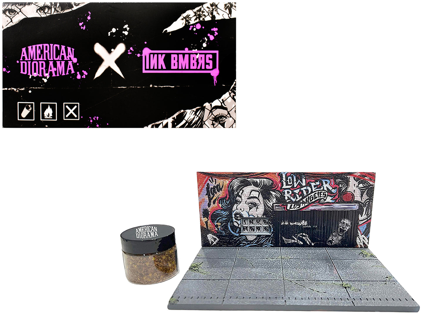 "American Diorama X INK BMBRS - LA Lowrider" Street Art for 1/64 Scale Models by American <h2>"American Diorama</h2> <p>High-quality diecast model car perfect collectors and enthusiasts. Features deta