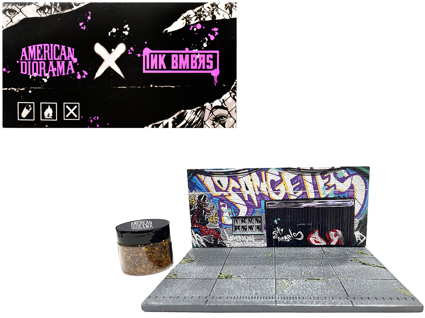 "American Diorama X INK BMBRS - LA Graffiti" Street Art for 1/64 Scale Models by American <h2>"American Diorama</h2> <p>High-quality diecast model car perfect collectors and enthusiasts. Features deta