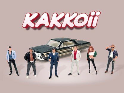 "Kakkoii" 6 piece Diecast Figures Set 1/64 Scale Models by American Diorama <h2>"Kakkoii" Diorama</h2> <p>High-quality model car perfect for collectors and enthusiasts. Features detailed interior exte