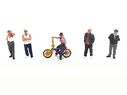 "Lowriders #5" 6 piece (5 People 1 Bicycle) Diecast Figures Set 1/64 Scale Models by American Diorama <h2>"Lowriders Diorama</h2> <p>High-quality model car perfect for collectors and enthusiasts. Feat