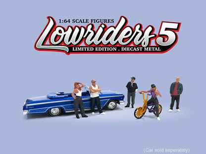 "Lowriders #5" 6 piece (5 People 1 Bicycle) Diecast Figures Set 1/64 Scale Models by American Diorama <h2>"Lowriders Diorama</h2> <p>High-quality model car perfect for collectors and enthusiasts. Feat
