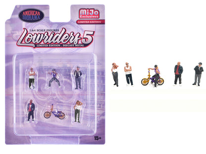 "Lowriders #5" 6 piece (5 People 1 Bicycle) Diecast Figures Set 1/64 Scale Models by American Diorama <h2>"Lowriders Diorama</h2> <p>High-quality model car perfect for collectors and enthusiasts. Feat