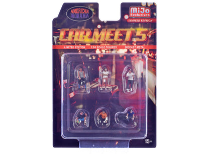 "Car Meet 5" 6 piece Diecast Figure Set Limited Edition for 1/64 Scale Models by American Diorama <h2>"Car Diorama</h2> <p>High-quality model car perfect collectors and enthusiasts. Features detailed