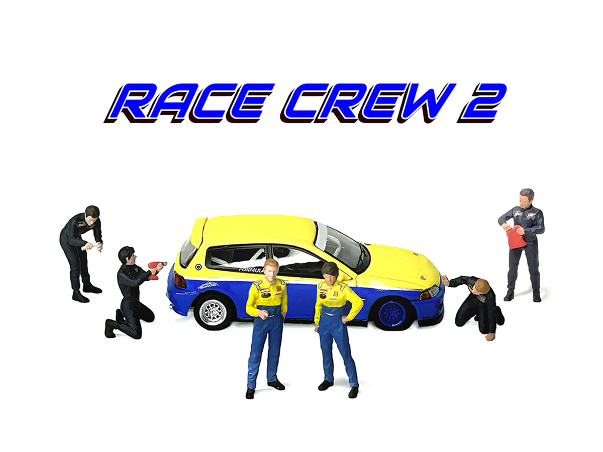"Race Crew #2" 6 piece Diecast Figure Set (6 Figures) for 1/64 Scale Models