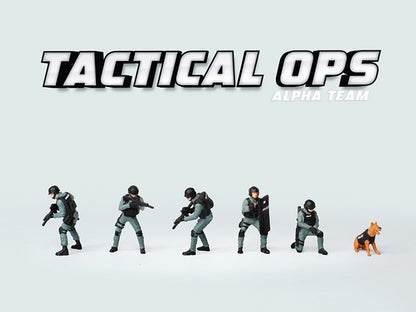 "Tactical Ops Alpha Team" 6 piece T&y Diecast Figure Set (6 Figures) Limited Edition for 1/64 Scale Models by American Diorama