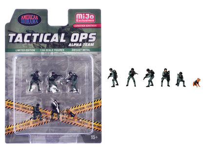 "Tactical Ops Alpha Team" 6 piece T&y Diecast Figure Set (6 Figures) Limited Edition for 1/64 Scale Models by American Diorama