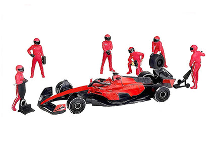 "Formula Pit Crew – Team Red" 6 piece T&y Diecast Figure Set (6 Figures) Limited Edition for 1/64 Scale Models by American Diorama