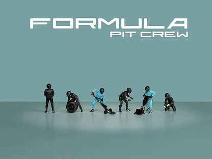 "Formula Pit Crew – Team Black" 6 piece T&y Diecast Figure Set (6 Figures) Limited Edition for 1/64 Scale Models by American Diorama