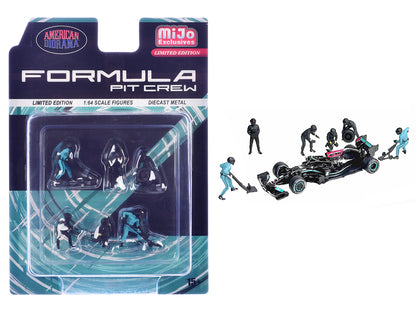 "Formula Pit Crew – Team Black" 6 piece T&y Diecast Figure Set (6 Figures) Limited Edition for 1/64 Scale Models by American Diorama