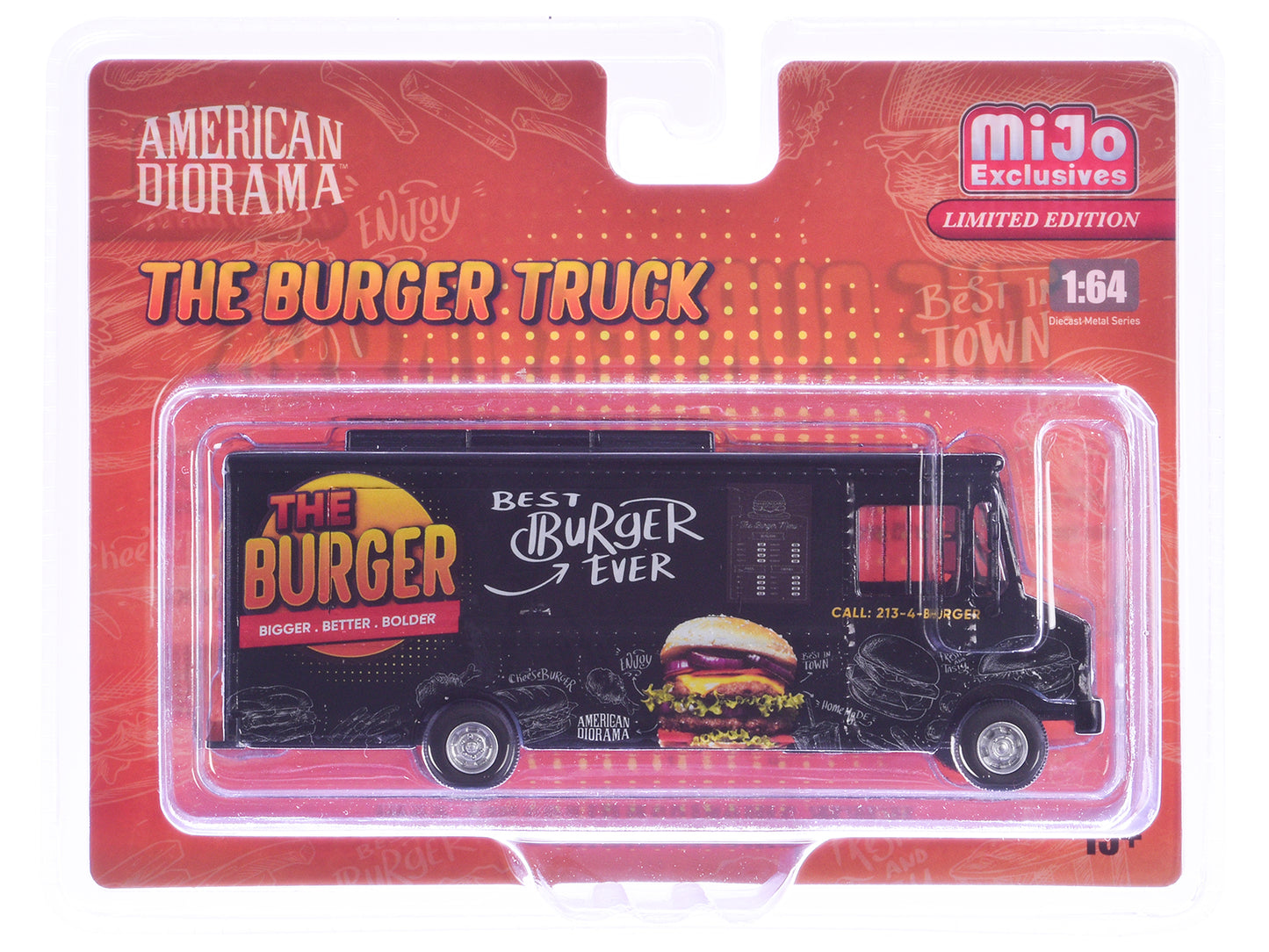 Food Truck "The Burger Truck" Black with Graphics 1/64 Diecast Model by American Diorama <h2>Food Diorama</h2> <p>High-quality car perfect for collectors and enthusiasts. Features detailed interior ex