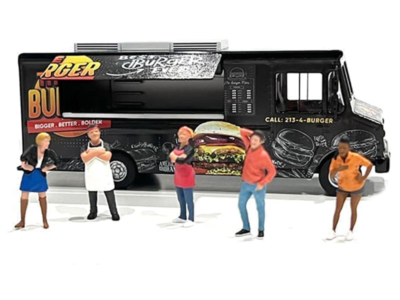 Food Truck "The Burger Truck" Black with Graphics 1/64 Diecast Model by American Diorama <h2>Food Diorama</h2> <p>High-quality car perfect for collectors and enthusiasts. Features detailed interior ex