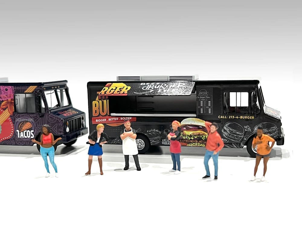Food Truck "The Burger Truck" Black with Graphics 1/64 Diecast Model by American Diorama <h2>Food Diorama</h2> <p>High-quality car perfect for collectors and enthusiasts. Features detailed interior ex