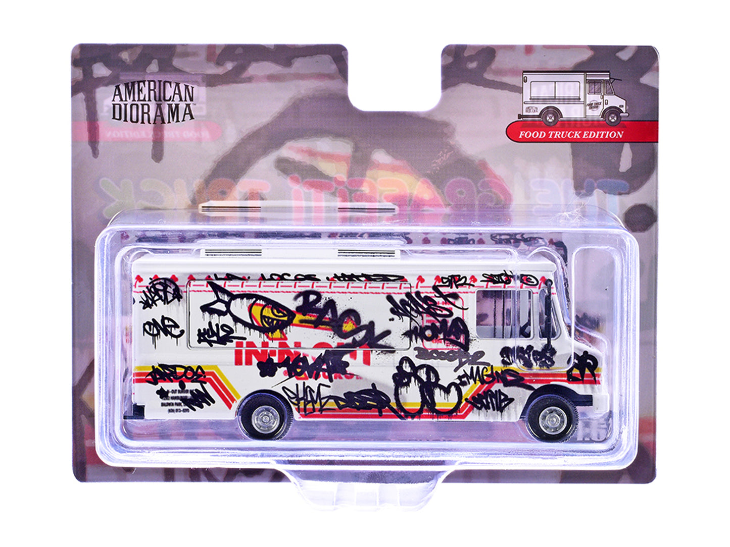 Food Truck "The Graffiti Truck" White with Graphics 1/64 Diecast Model by American Diorama <h2>Food Diorama</h2> <p>High-quality car perfect for collectors and enthusiasts. Features detailed interior