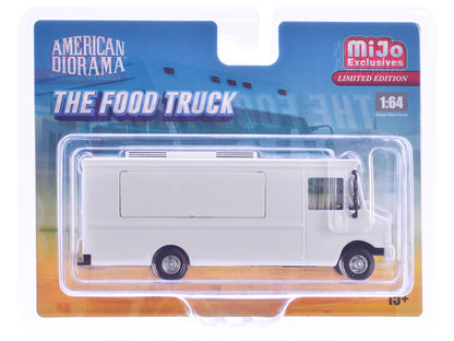 Food Truck Plain White with Graphics 1/64 Diecast Model by American Diorama <h2>Food Diorama</h2> <p>High-quality car perfect for collectors and enthusiasts. Features detailed interior exterior crafts