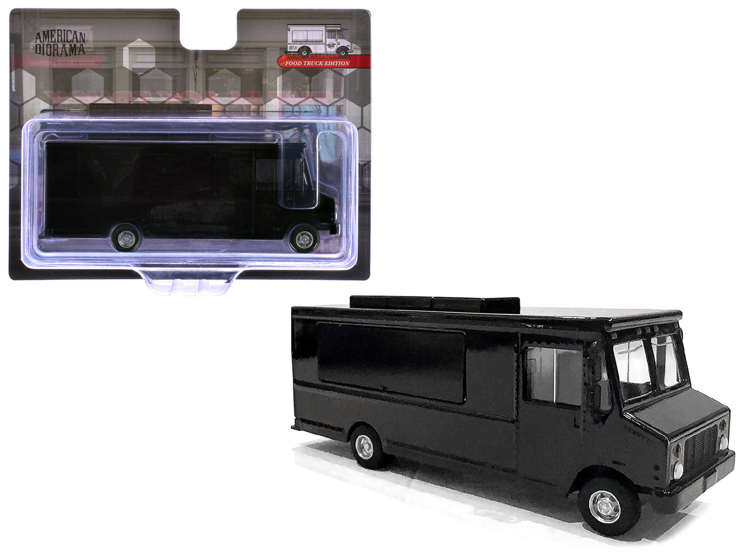 Food Truck Plain Black 1/64 Diecast Model by American Diorama <h2>Food Diorama</h2> <p>High-quality car perfect for collectors and enthusiasts. Features detailed interior exterior craftsmanship, reali