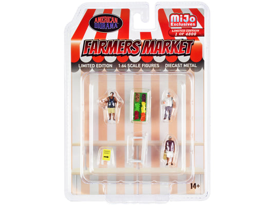 "Farmers Market" 6 piece Diecast Set (3 Figures and 3 Accessories) Limited Edition to 4800 pieces Worldwide for 1/64 Scale Models by American Diorama <h2>"Farmers Diorama</h2> <p>High-quality model ca