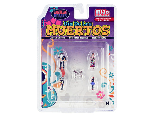 "Dia de los Muertos" 5 piece Diecast Set (2 Adults 2 Children 1 Dog Figures) Limited Edition to 3600 pieces Worldwide for 1/64 Scale Models by American Diorama <h2>"Dia Diorama</h2> <p>High-quality mo