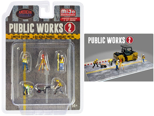 "Public Works 2" 6 piece Diecast Figure Set (4 Figures 1 camera wheelbarrow) Limited Edition to 3600 pieces Worldwide for 1/64 scale models by American Diorama <h2>"Public Diorama</h2> <p>High-quality