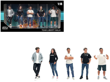 "Team Liberty Walk" 5 piece Figure Set for 1/18 Scale Models by American Diorama <h2>"Team Diorama</h2> <p>High-quality diecast model car perfect collectors and enthusiasts. Features detailed interior