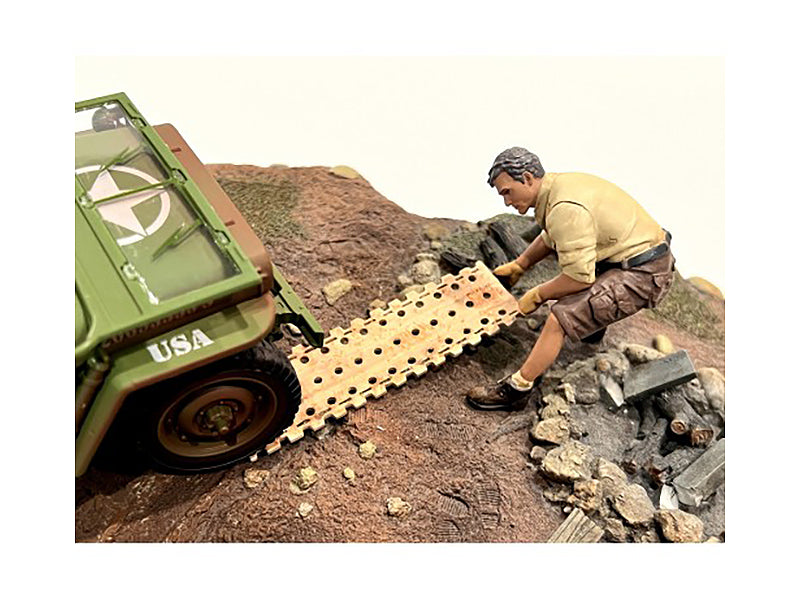 "4X4 Mechanic" Figure 2 with Board Accessory for 1/18 Scale Models by American Diorama <h2>"4X4 Diorama</h2> <p>High-quality diecast model car perfect collectors and enthusiasts. Features detailed int