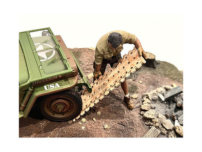 "4X4 Mechanic" Figure 8 with Board Accessory for 1/18 Scale Models by American Diorama <h2>"4X4 Diorama</h2> <p>High-quality diecast model car perfect collectors and enthusiasts. Features detailed int