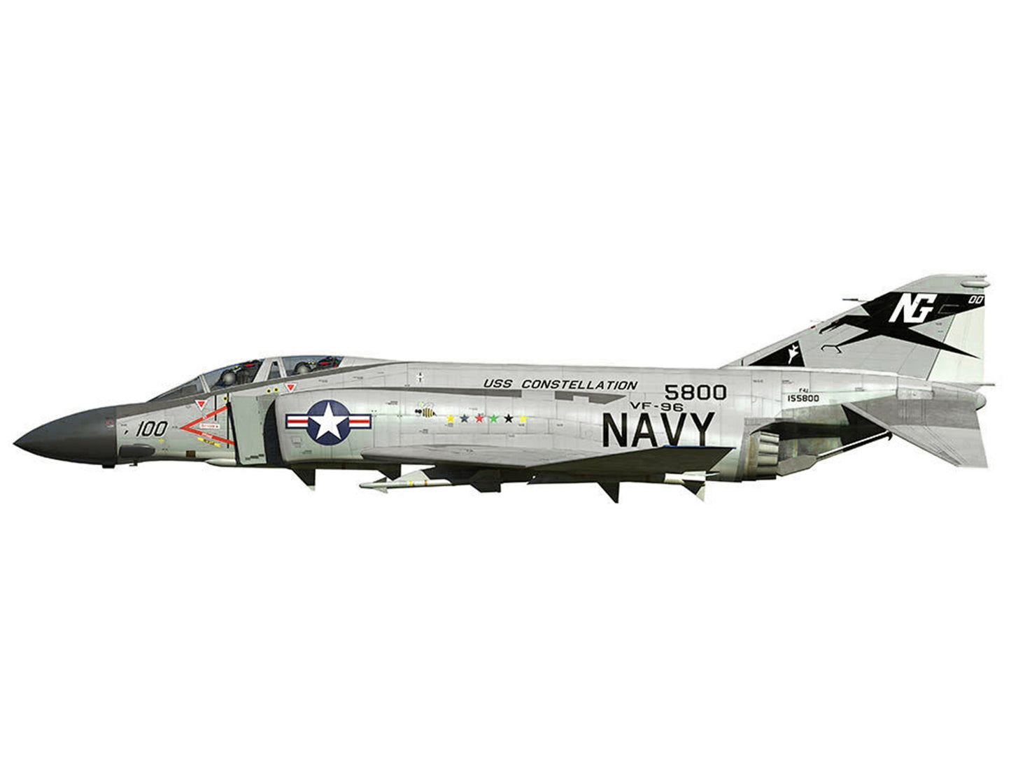 McDonnell Douglas F-4 Phantom II Aircraft "VF-96 Fighting Falcons Showtime 100 Lieutenant Randy Cunningham USS Constellation Vietnam" (1972) United States Navy "Collector Series" 1/144 T&y Diecast Model by Air Force 1