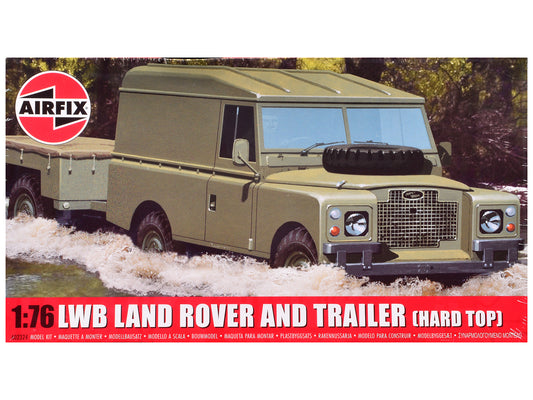 Level 2 Model Kit Land Rover LWB (Hard Top) Truck and Trailer with 2 Scheme Options 1/76 Scale Plastic Model Kit by Airfix T&y