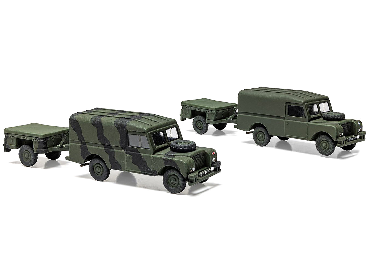 Level 2 Model Kit Land Rover LWB (Hard Top) Truck and Trailer with 2 Scheme Options 1/76 Scale Plastic Model Kit by Airfix