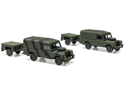 Level 2 Model Kit Land Rover LWB (Hard Top) Truck and Trailer with 2 Scheme Options 1/76 Scale Plastic Model Kit by Airfix