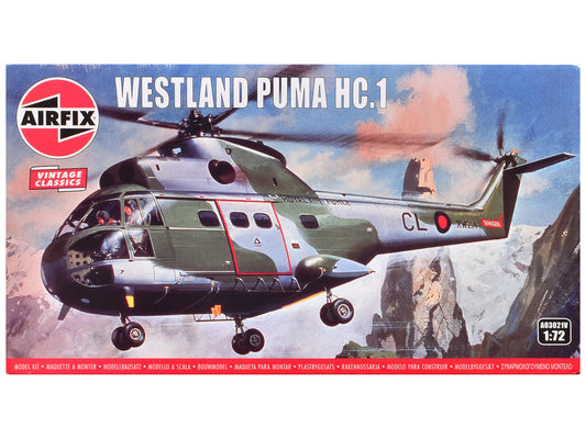 Level 2 Model Kit Westland Puma HC.1 Helicopter with 2 Scheme Options 1/72 Plastic Model Kit by Airfix T&y