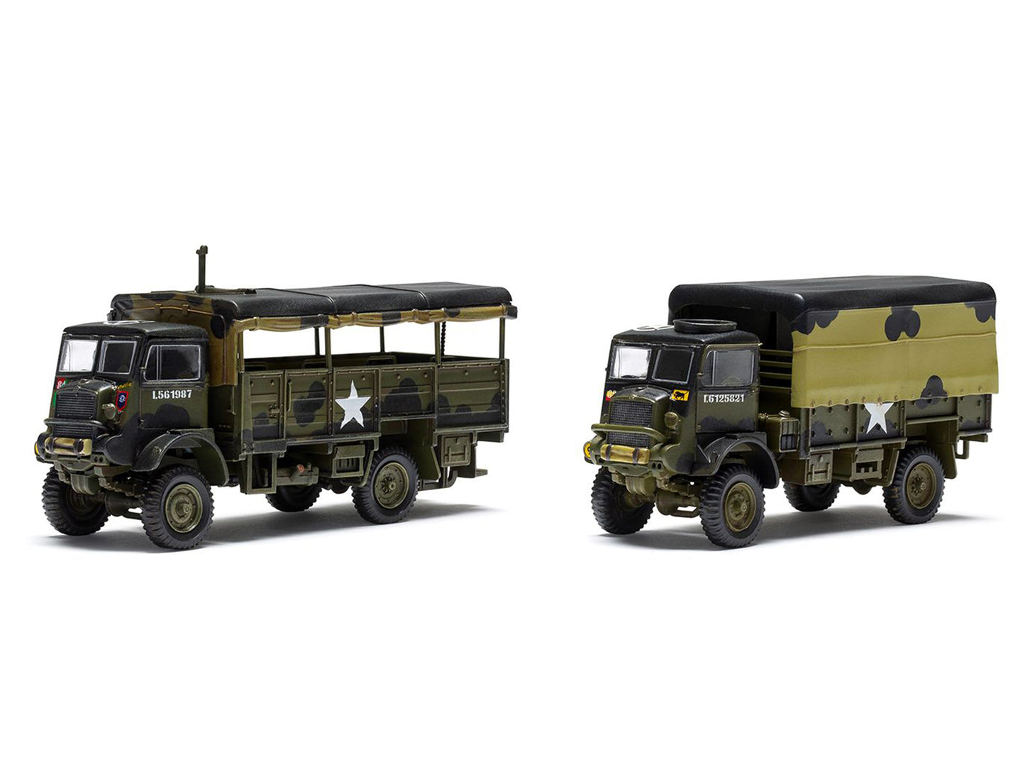 Level 2 Model Kit WWII 3-Ton General Service and Troop Trucks 1/76 Plastic Model Kit by Airfix