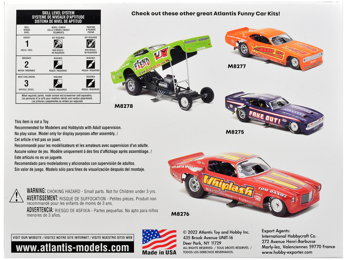 Model Kit 1974 Funny Car "Jungle Jim" (Snap-to-Build) 1/32 Scale Model by Atlantis T&y
