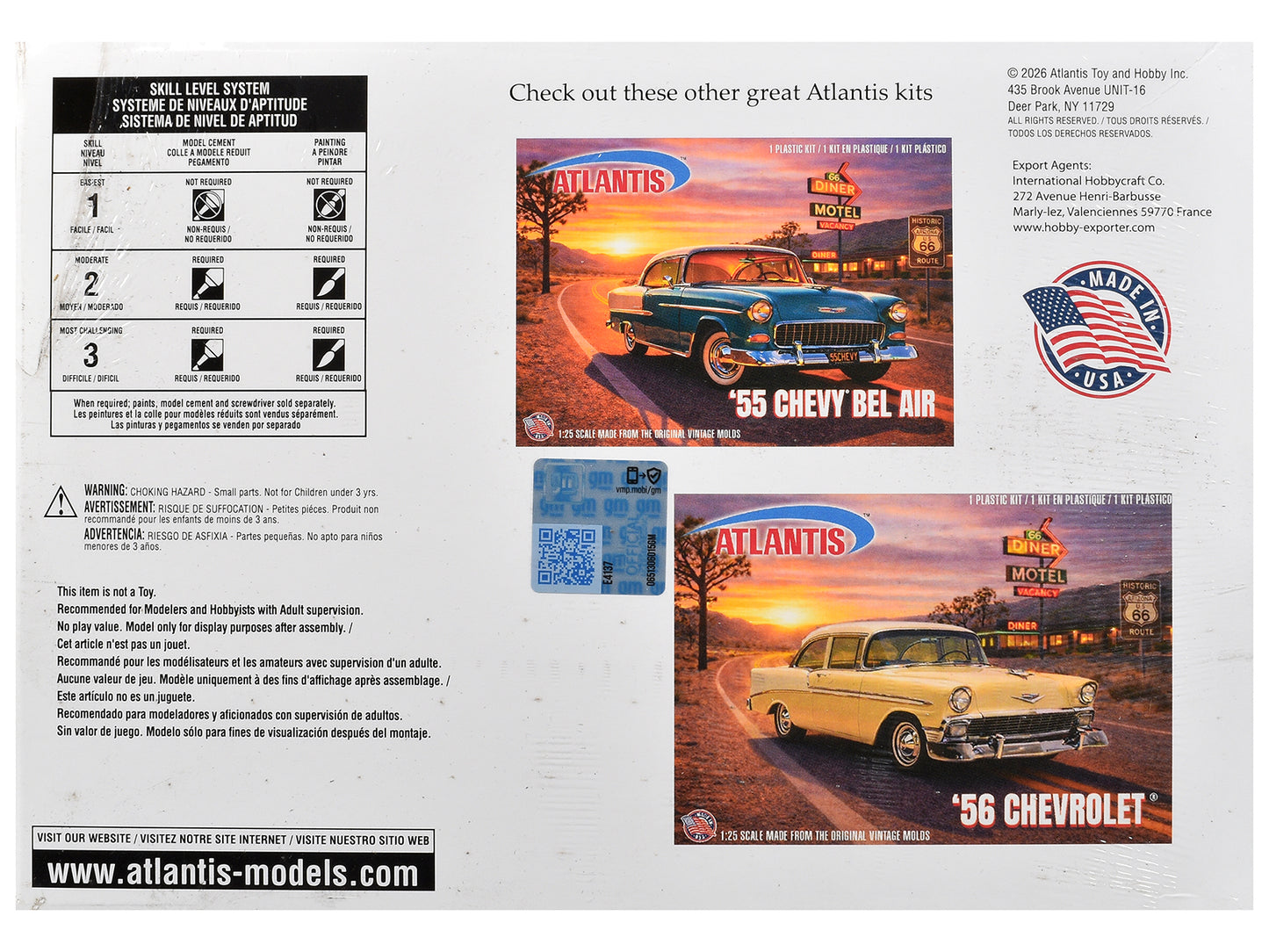 Skill 3 Model Kit 1955 Chevrolet Custom Street Rod "X-Parts Garage" 1/25 Scale Model by Atlantis T&y