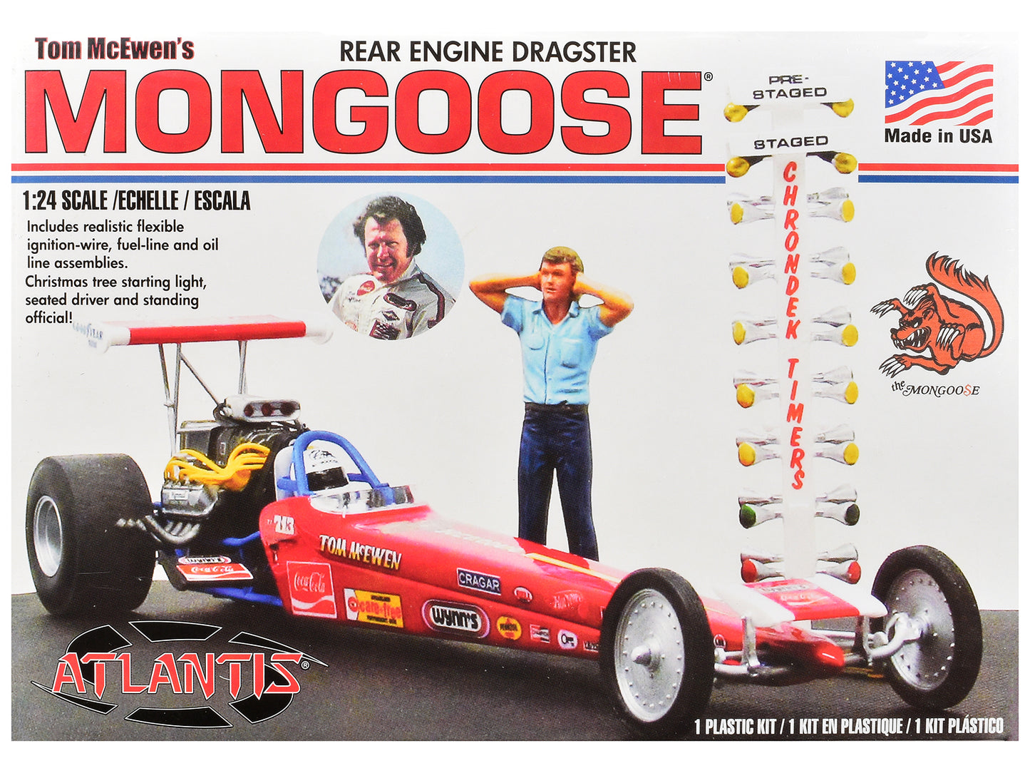 Skill 2 Model Kit Tom McEwen's "Mongoose" Rear Engine Dragster 1/24 Scale Model by Atlantis T&y