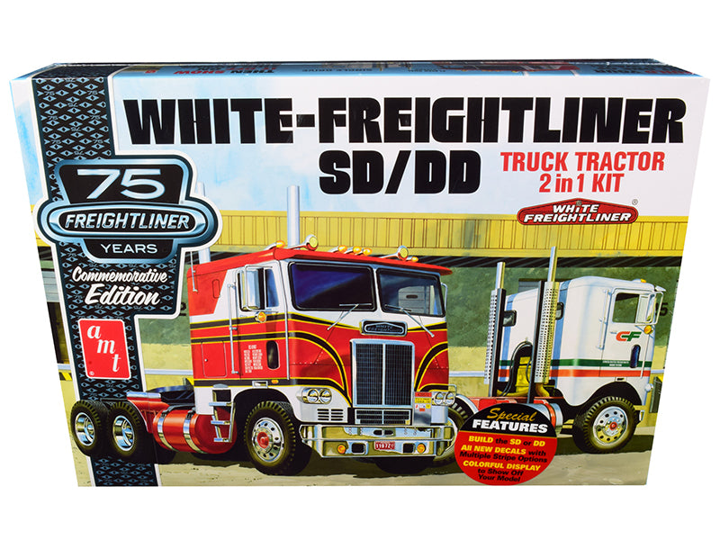 Skill 3 Model Kit White Freightliner SD/DD Truck Tractor 2-in-1 with Display Base "75th Anniversary" Commemorative Edition 1/25 Scale by AMT <h2>Skill AMT</h2> <p>High-quality diecast car perfect for