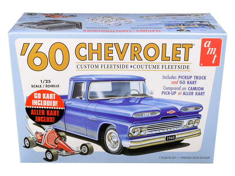 Skill 2 Model Kit 1960 Chevrolet Custom Fleetside Pickup Truck with Go Kart 1/25 Scale by AMT <h2>Skill AMT</h2> <p>High-quality diecast car perfect for collectors and enthusiasts. Features detailed i