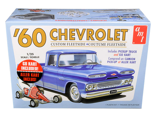 Skill 2 Model Kit 1960 Chevrolet Custom Fleetside Pickup Truck with Go Kart 1/25 Scale by AMT <h2>Skill AMT</h2> <p>High-quality diecast car perfect for collectors and enthusiasts. Features detailed i