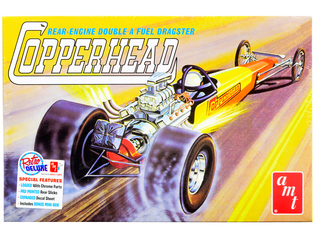 Skill 2 Model Kit 1934 Copperhead Rear-Engine Double A Fuel Dragster 1/25 Scale by AMT <h2>Skill AMT</h2> <p>High-quality diecast car perfect for collectors and enthusiasts. Features detailed interior