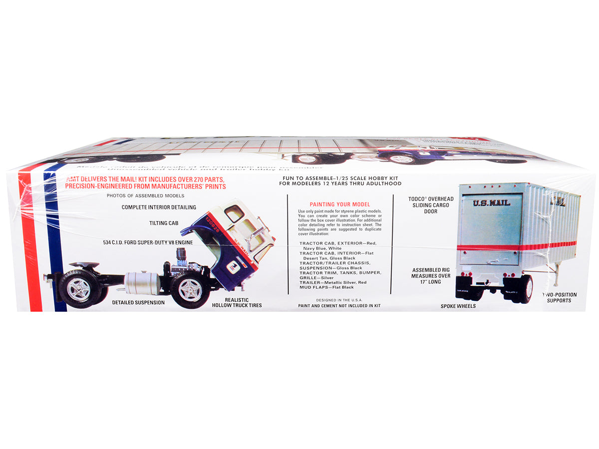 Skill 3 Model Kit Ford C900 Truck Tractor with Trailer "U.S. Mail" 1/25 Scale by AMT <h2>Skill AMT</h2> <p>High-quality diecast car perfect for collectors and enthusiasts. Features detailed interior e