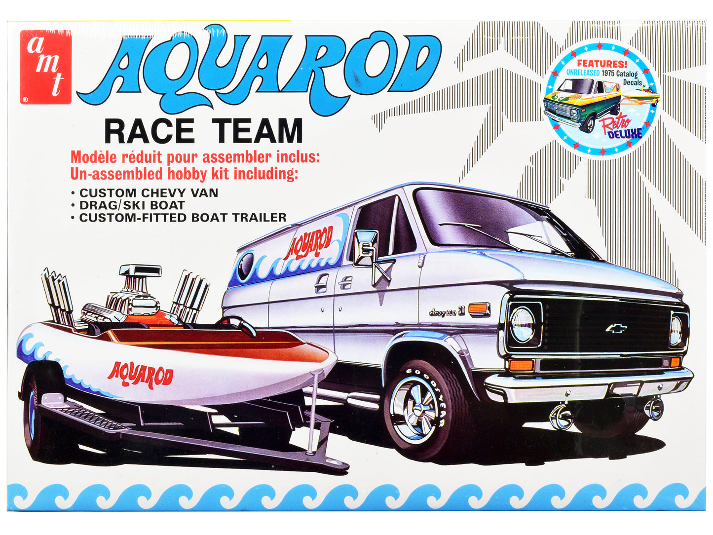 Skill 2 Model Kit Chevrolet Custom Van with Drag/Ski Boat and Trailer "Aqua Rod Race Team" 1/25 Scale by AMT <h2>Skill AMT</h2> <p>High-quality diecast car perfect for collectors enthusiasts. Features