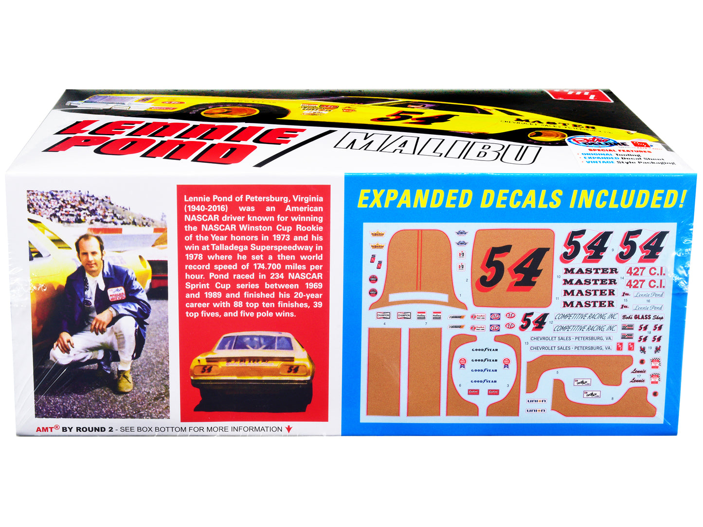 Skill 2 Model Kit 1974 Chevrolet Malibu Stock Car #54 Lennie Pond 1/25 Scale by AMT <h2>Skill AMT</h2> <p>High-quality diecast perfect for collectors and enthusiasts. Features detailed interior exteri