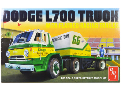 Skill 3 Model Kit 1966 Dodge L700 Truck with Flatbed Racing Trailer 1/25 Scale by AMT <h2>Skill AMT</h2> <p>High-quality diecast car perfect for collectors and enthusiasts. Features detailed interior