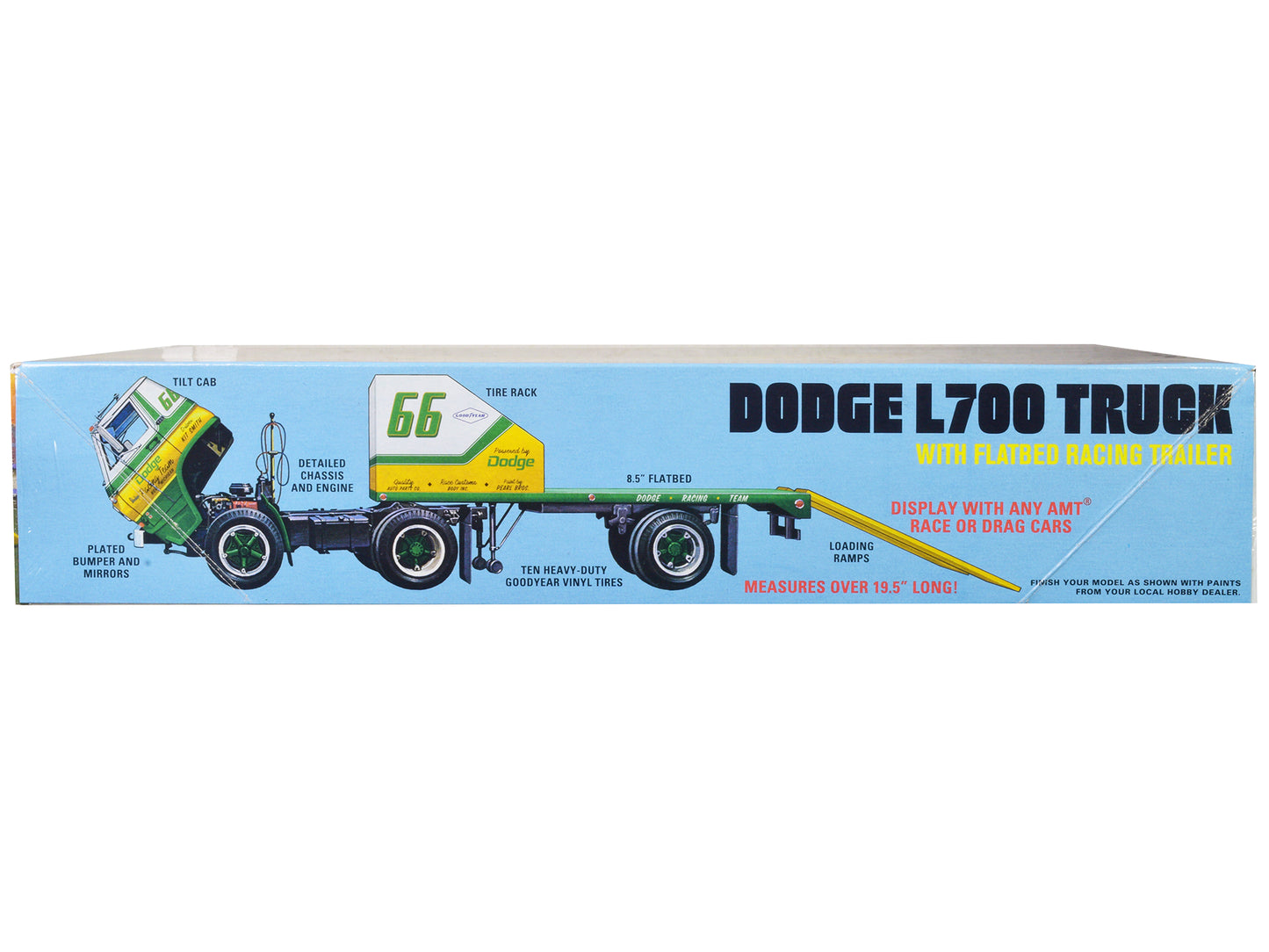 Skill 3 Model Kit 1966 Dodge L700 Truck with Flatbed Racing Trailer 1/25 Scale by AMT <h2>Skill AMT</h2> <p>High-quality diecast car perfect for collectors and enthusiasts. Features detailed interior