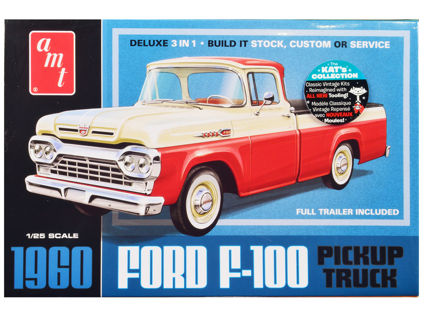 Skill 2 Model Kit 1960 Ford F-100 Pickup Truck with Trailer 3-in-1 1/25 Scale by AMT <h2>Skill AMT</h2> <p>High-quality diecast car perfect for collectors and enthusiasts. Features detailed interior e