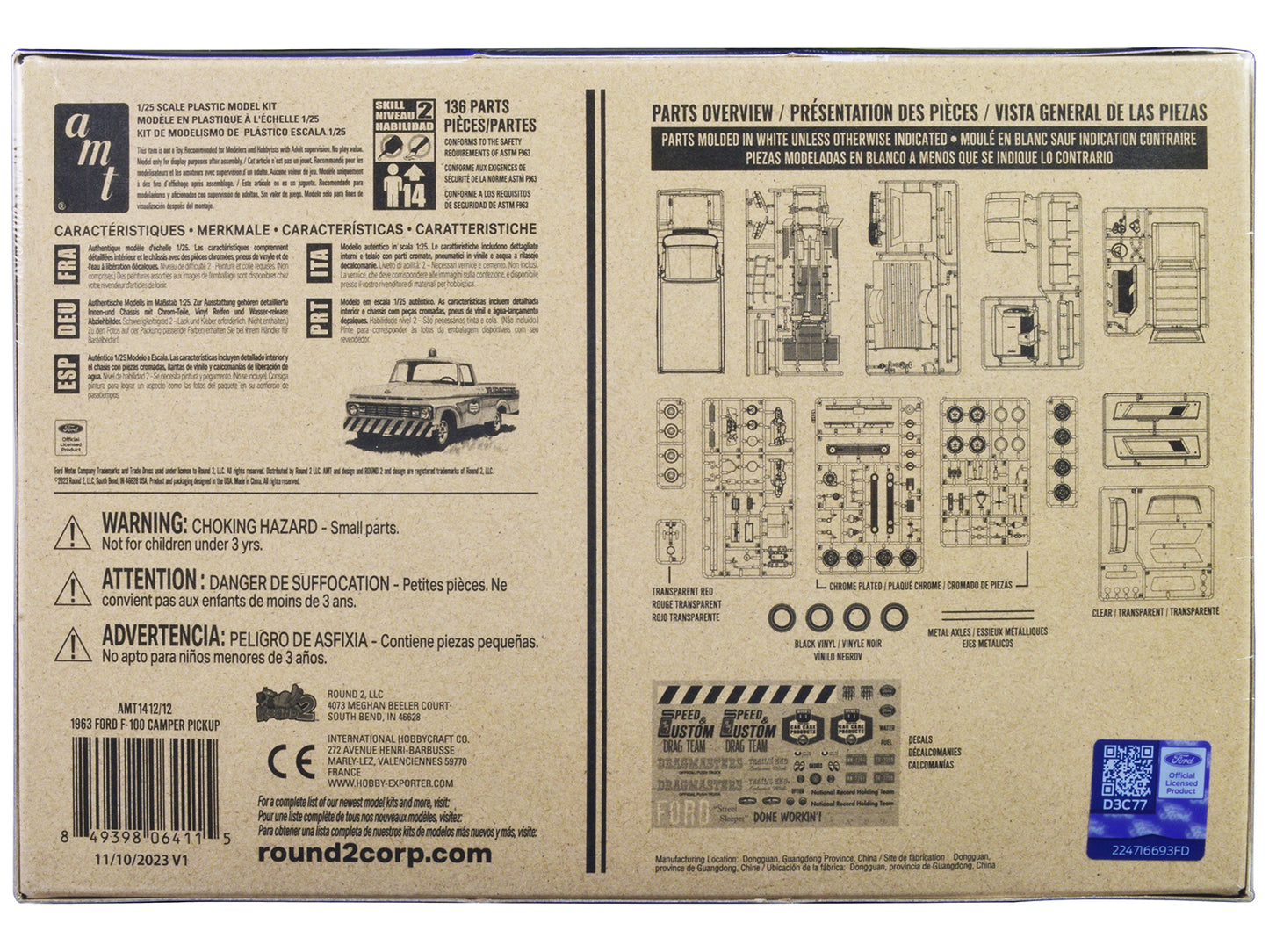Skill 2 Model Kit 1963 Ford F-100 Camper Pickup Truck 3-in-1 1/25 Scale by AMT <h2>Skill AMT</h2> <p>High-quality diecast car perfect for collectors and enthusiasts. Features detailed interior exterio