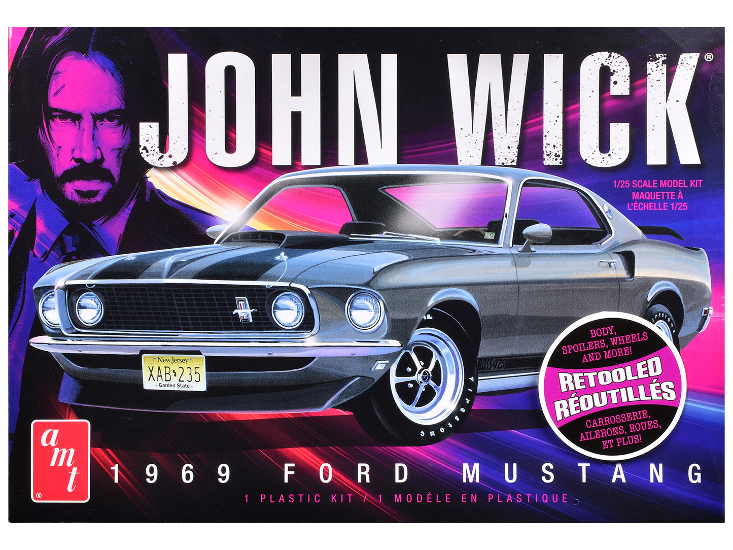 Skill 2 Model Kit 1969 Ford Mustang "John Wick" (2014) Movie 1/25 Plastic Model by AMT T&y